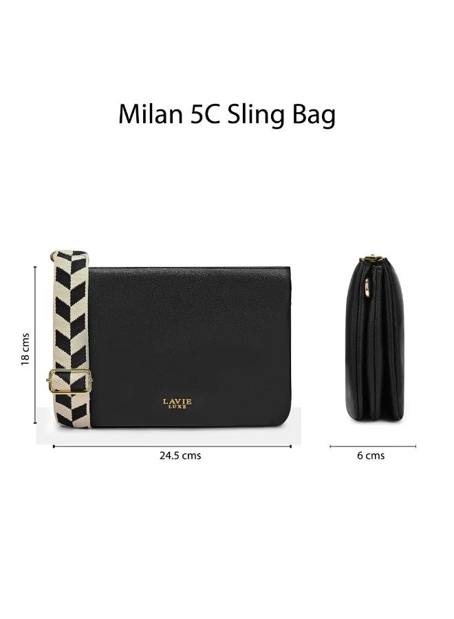 Lavie  Luxe Women's Milan25 5-Compartment Sling  (Black) for Women | Best Price UAE